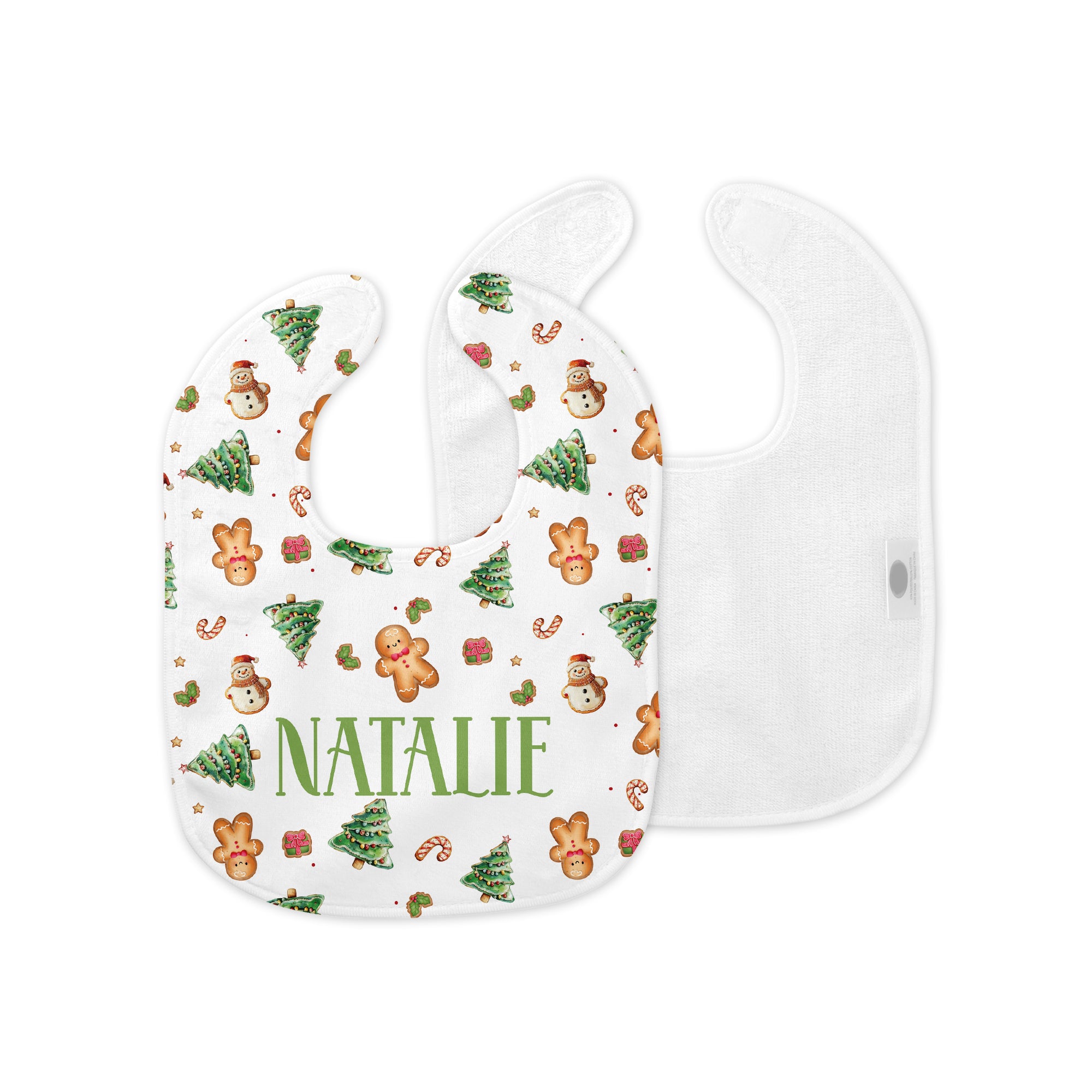 Personalized Bib and Burp Cloth Set in Gingerbread