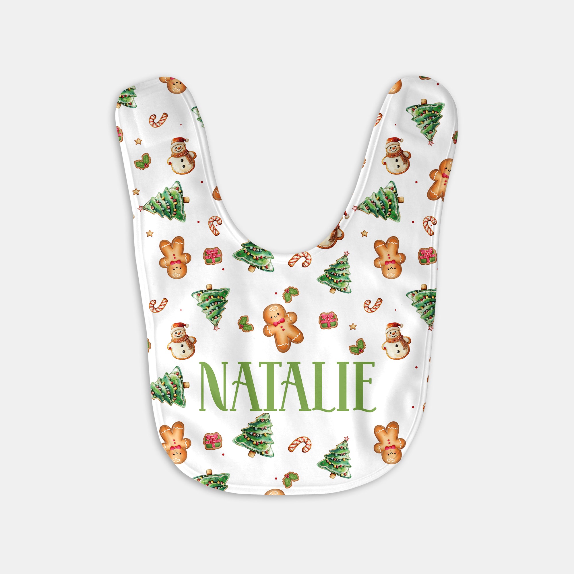 Personalized Bib and Burp Cloth Set in Gingerbread