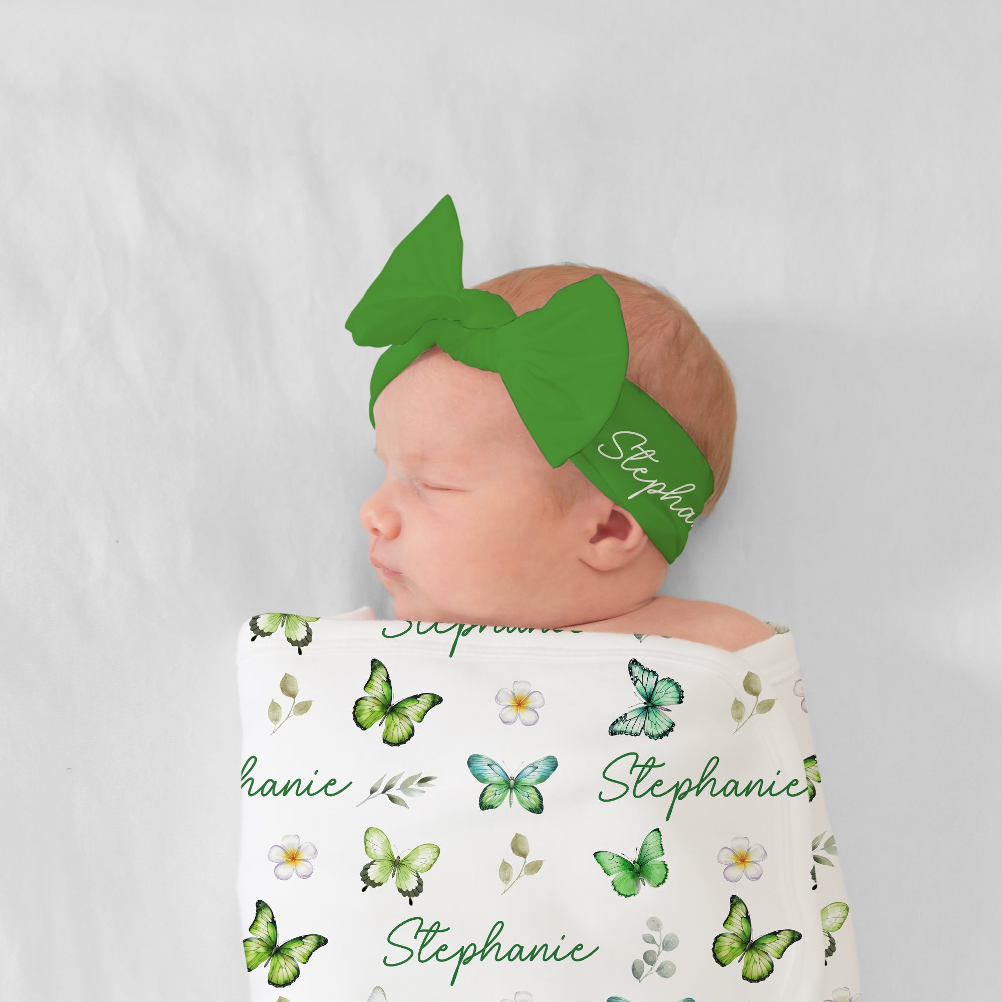 Personalized Bow Headband in Green