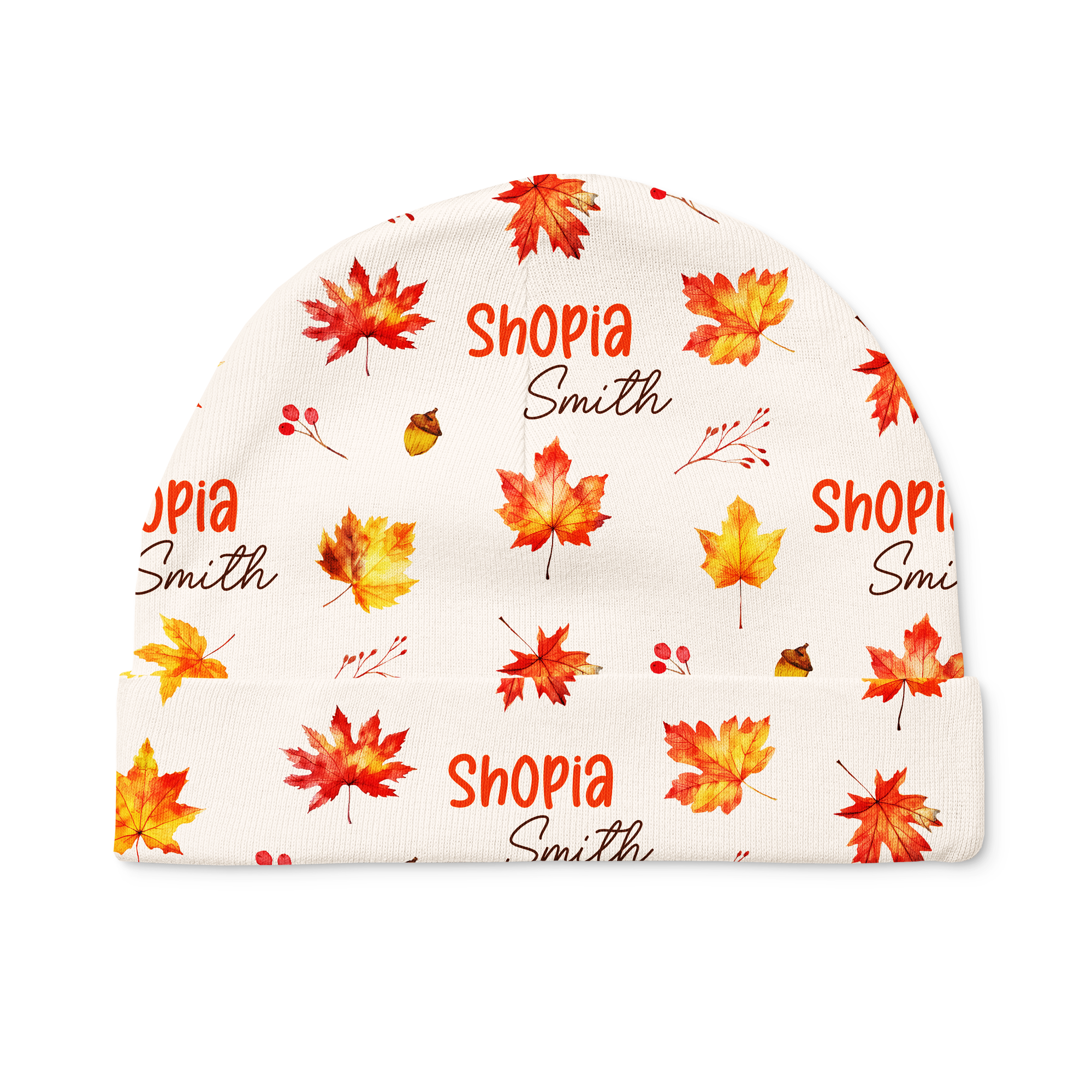 Personalized Beanie in Autumn Leaves