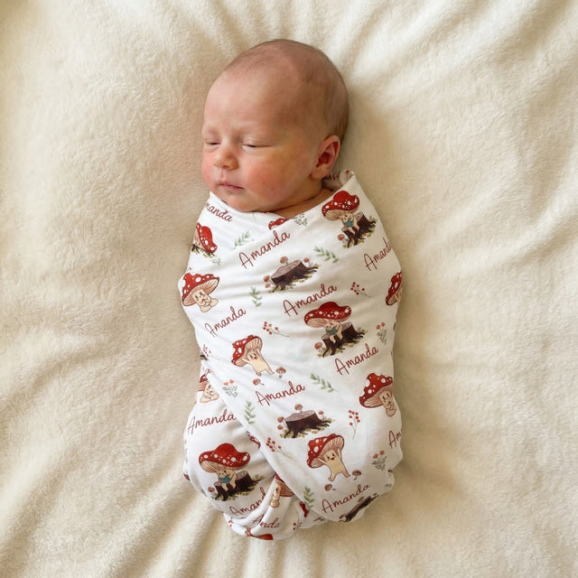 Personalized Swaddle in Mushroom