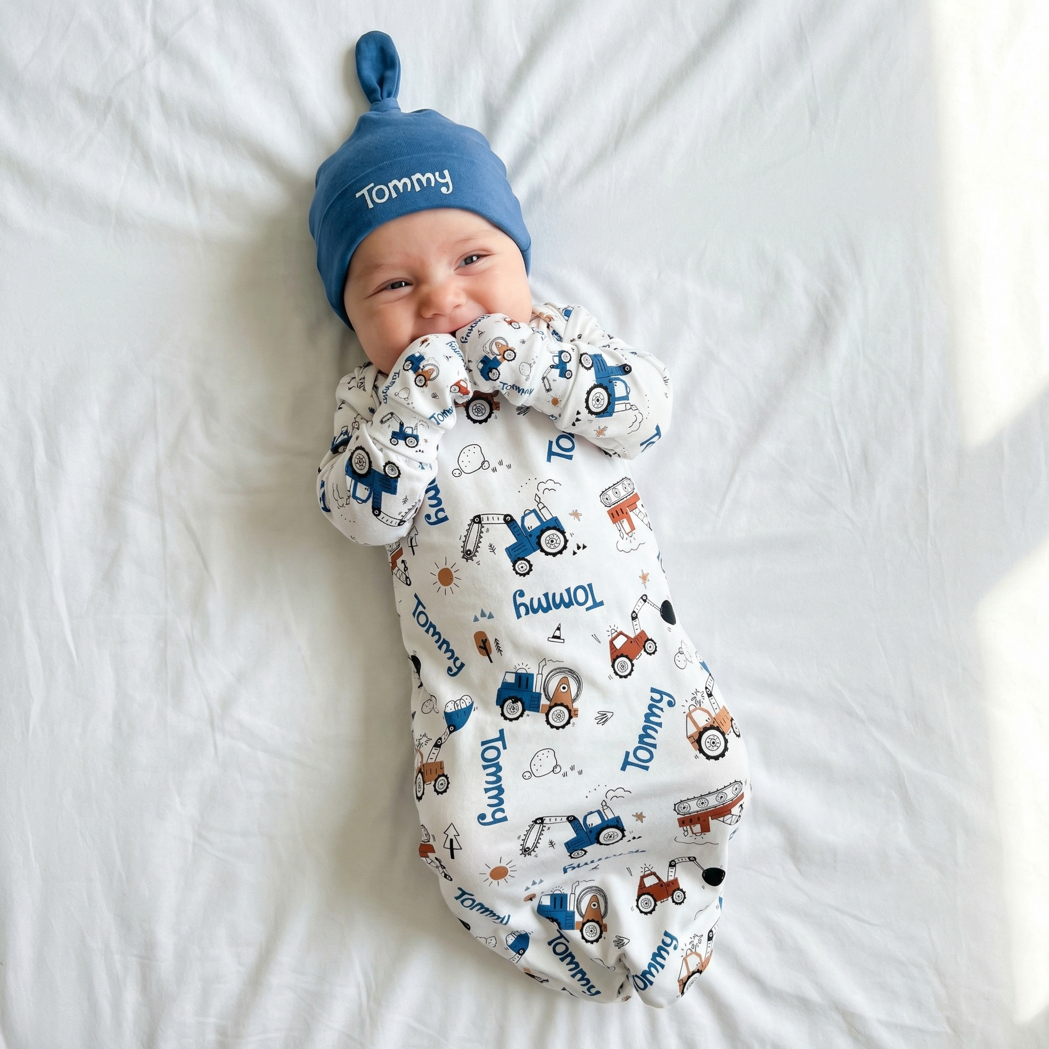 Personalized Knotted Hat in Ocean Blue