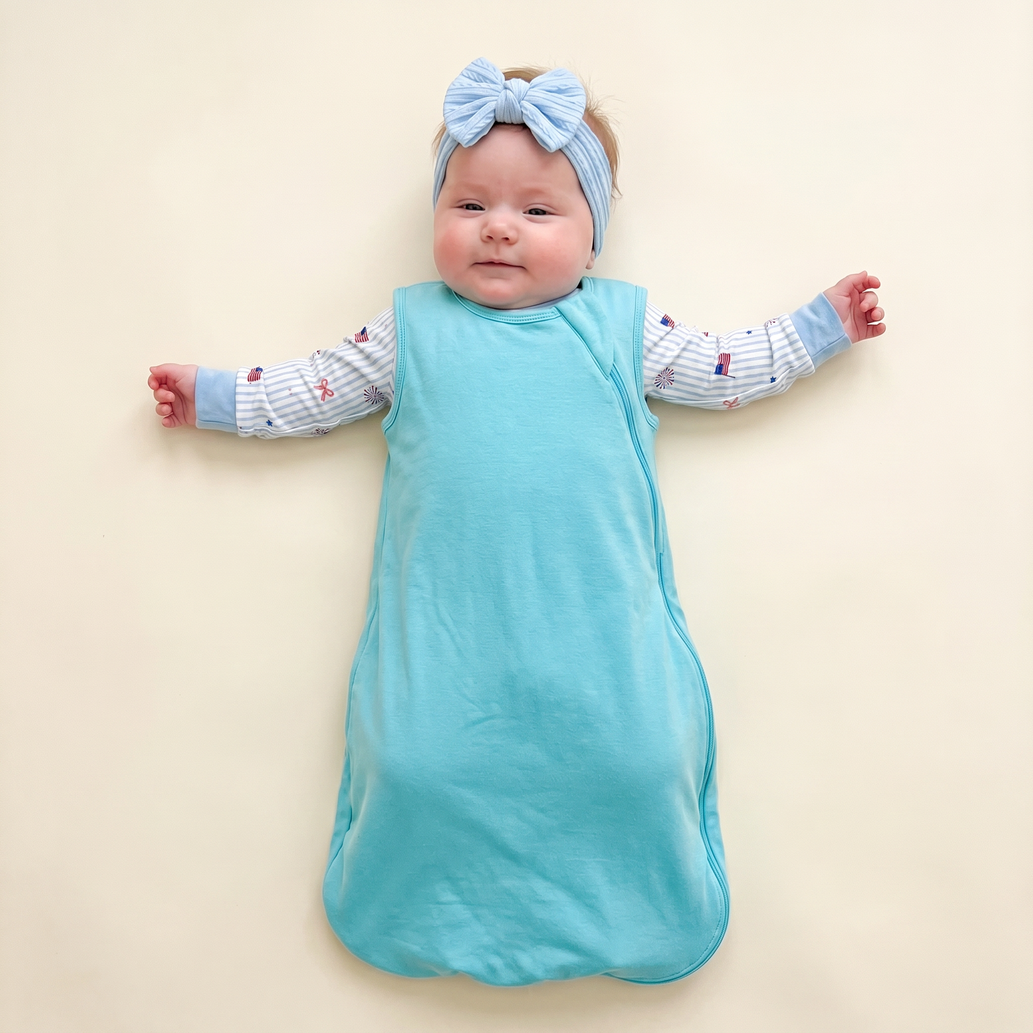 Soft Knit Bow Headband in Light Blue
