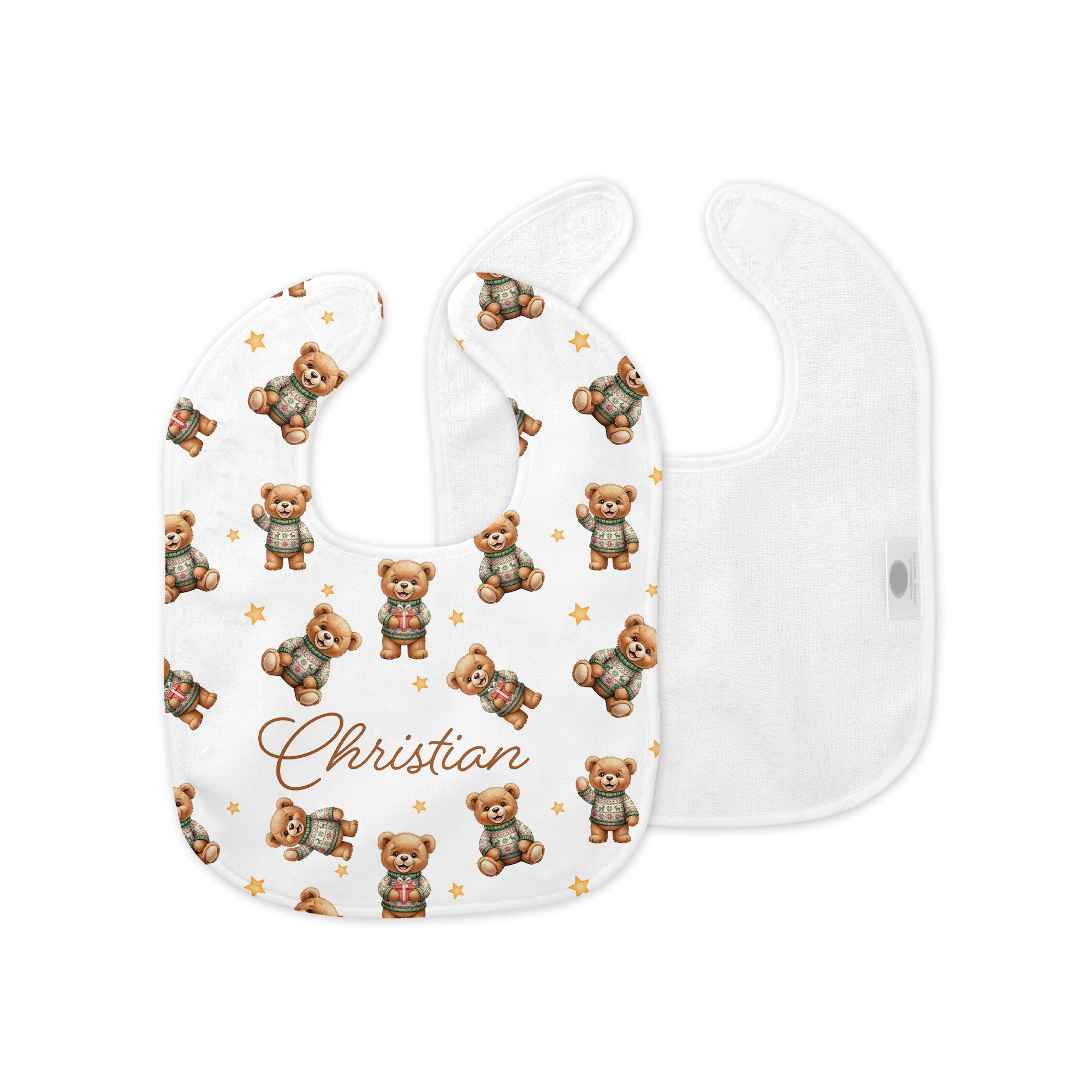 Personalized Bib and Burp Cloth Set in Cozy Bear