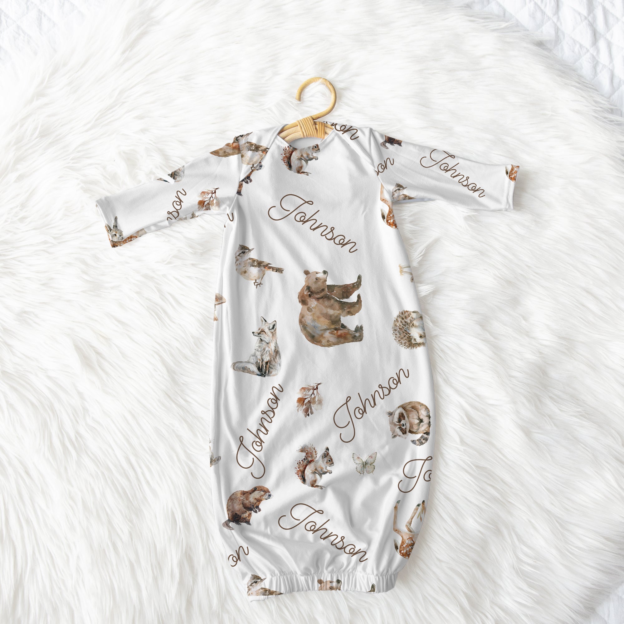 Personalized Sleep Gown in Woodland Animals