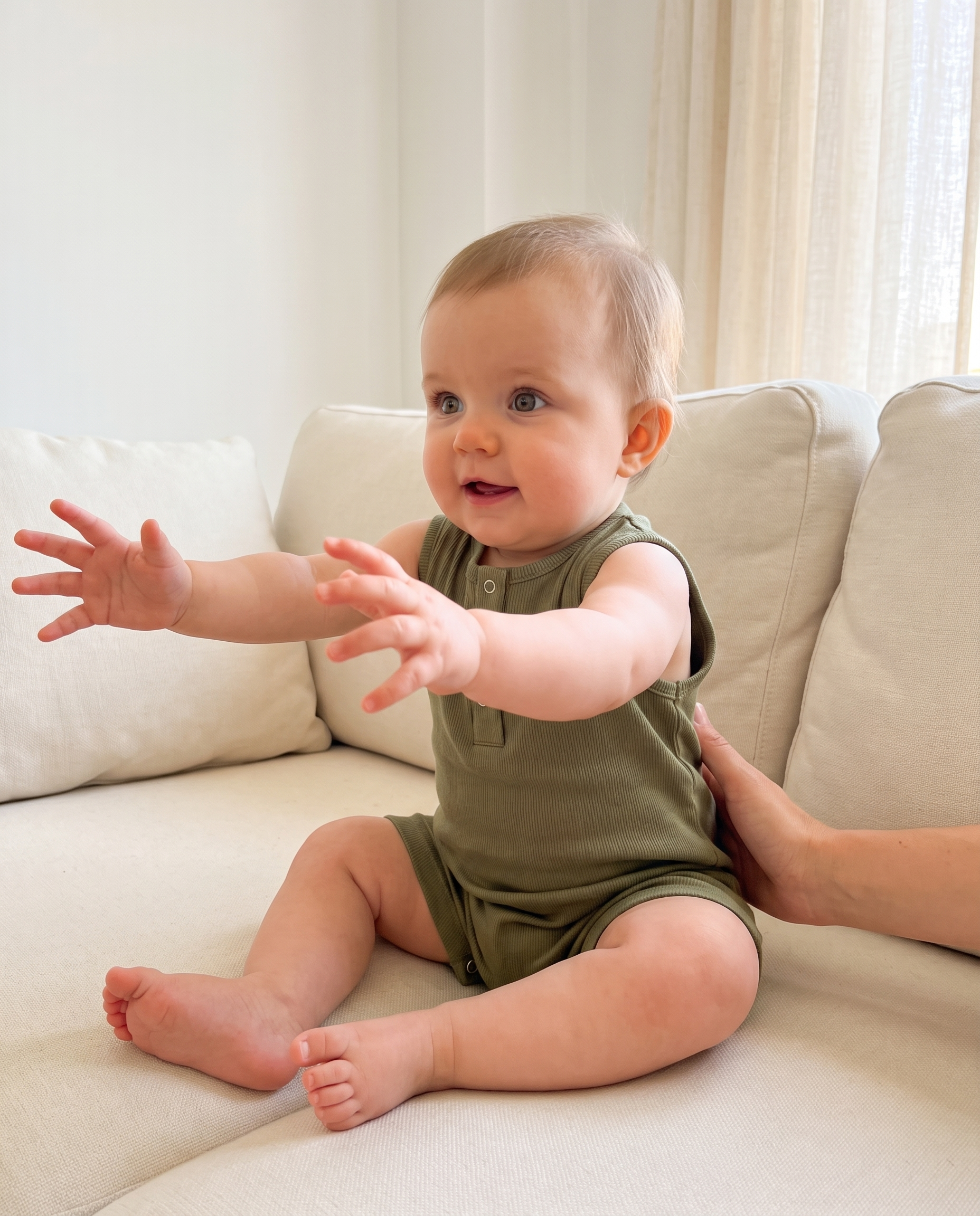 Sleeveless Snap Romper in Green