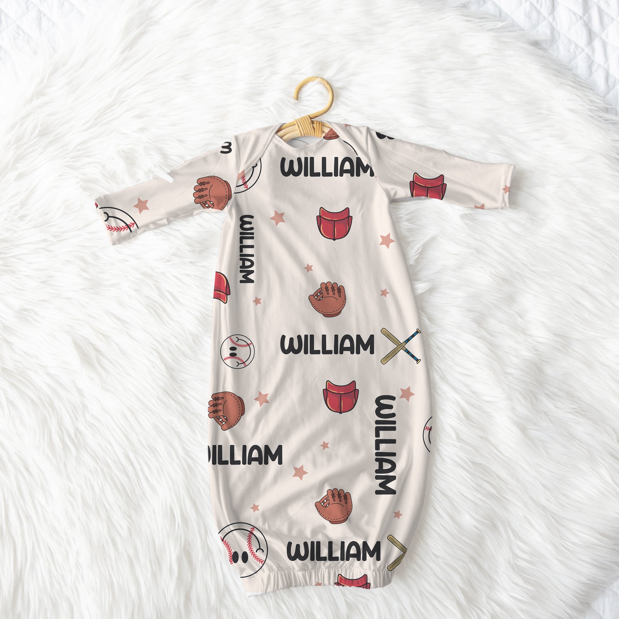 Personalized Sleep Gown in Baseball
