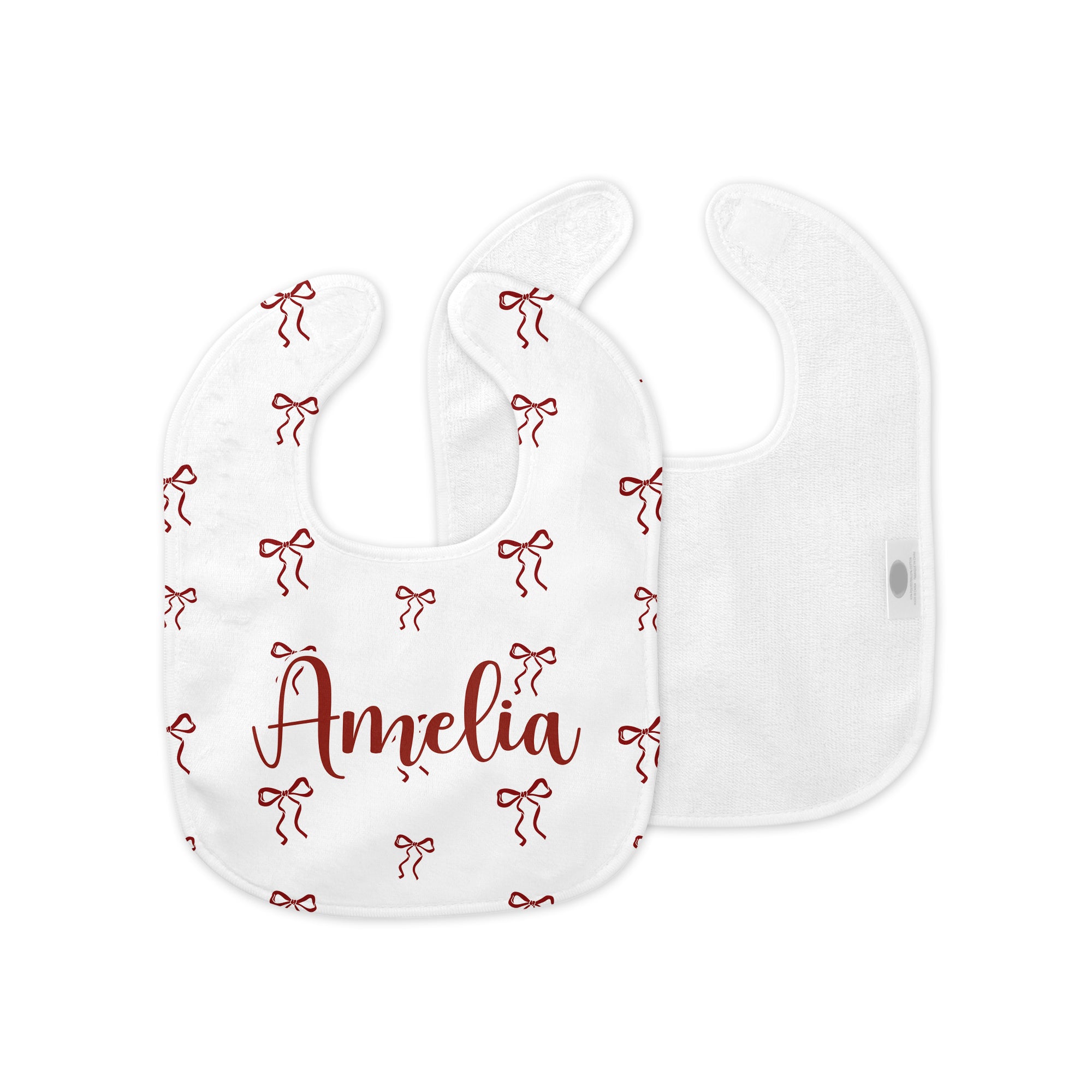 Personalized Bib and Burp Cloth Set in Coquette Ribbon