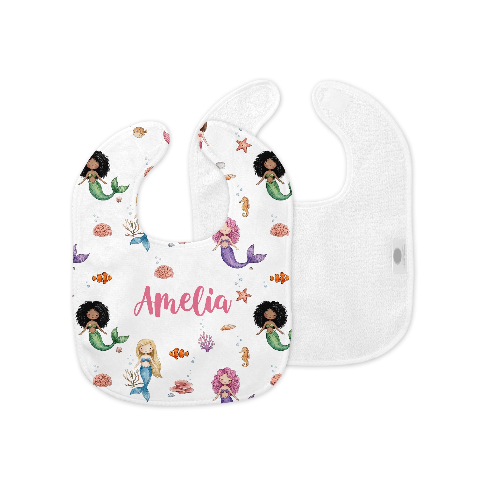 Personalized Bib and Burp Cloth Set in Little Mermaid