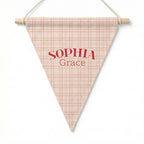 Name Triangle Pennant in Rose Plaid