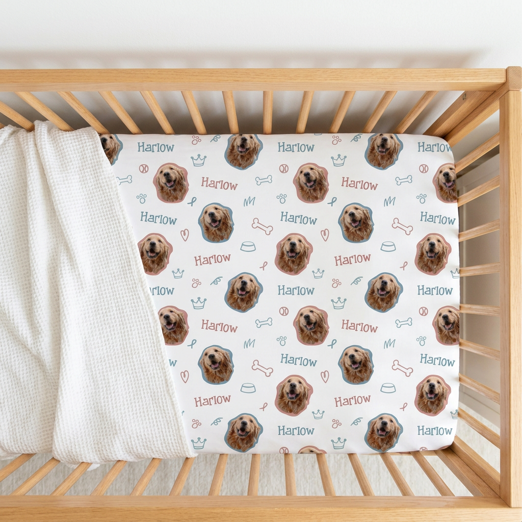 Personalized Crib Sheet in Puppy Portrait