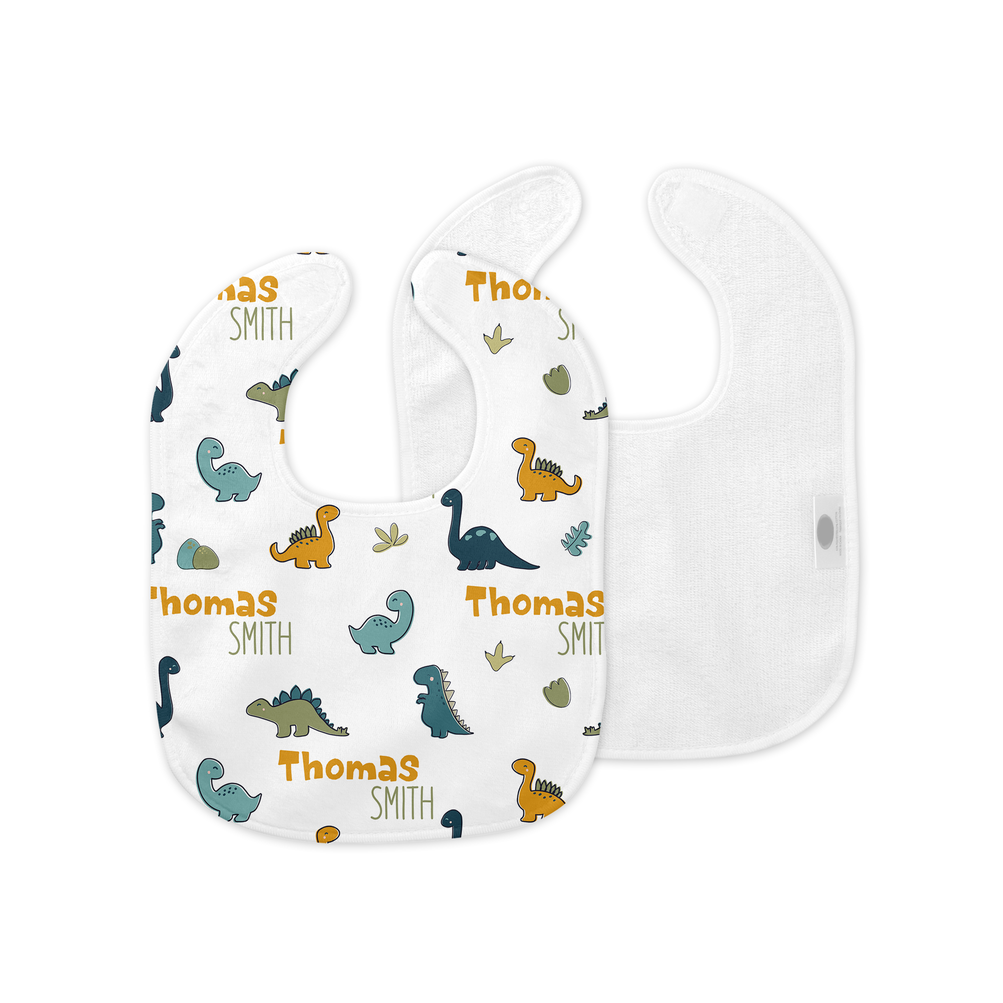 Personalized Bib and Burp Cloth Set in Mini Dinosaur