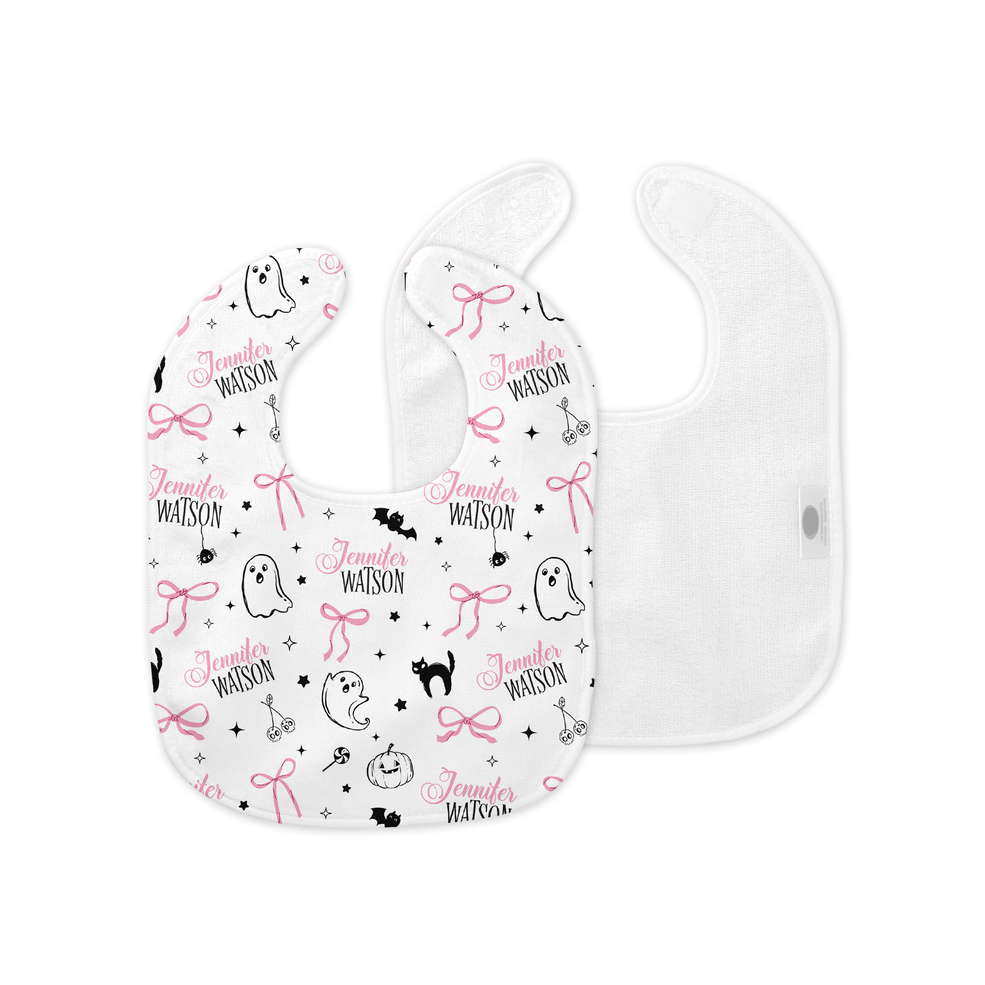 Personalized Bib and Burp Cloth Set in Boo Babes