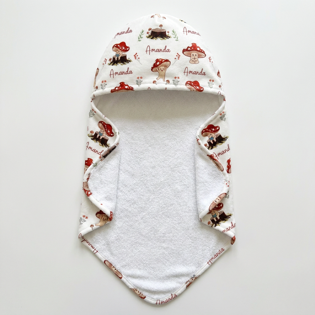 Personalized Hooded Towels in Mushroom