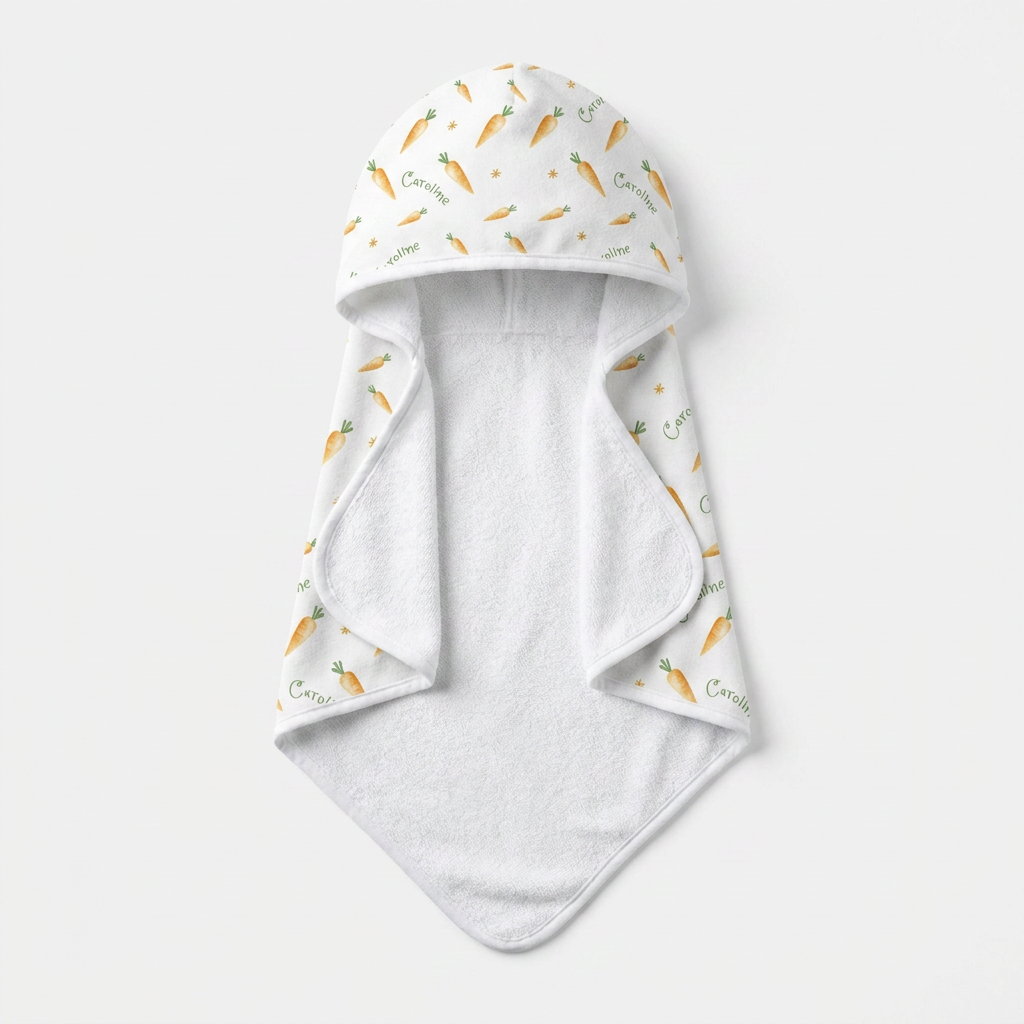 Personalized Hooded Towel in Carrot