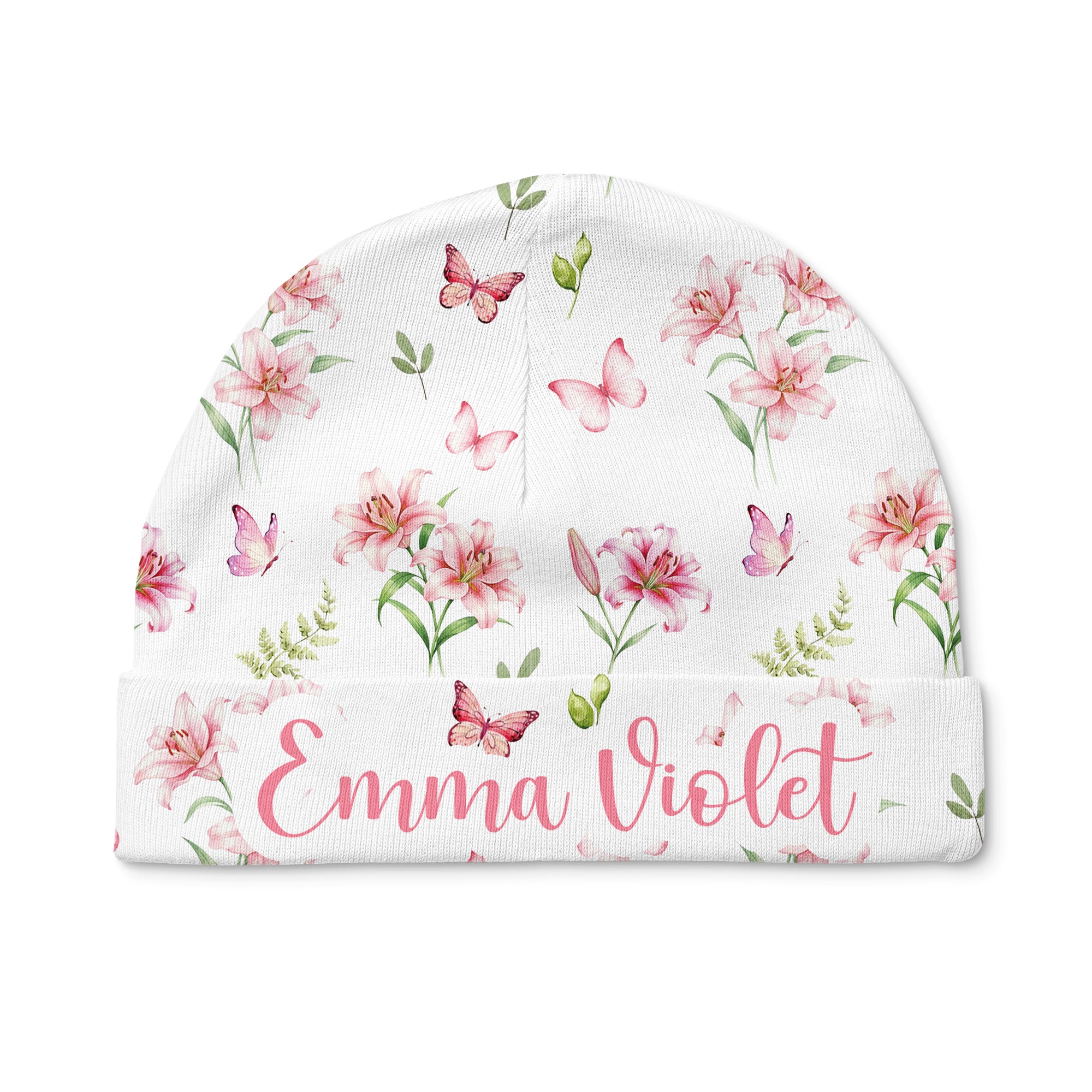 Personalized Beanie in Pink Lilys