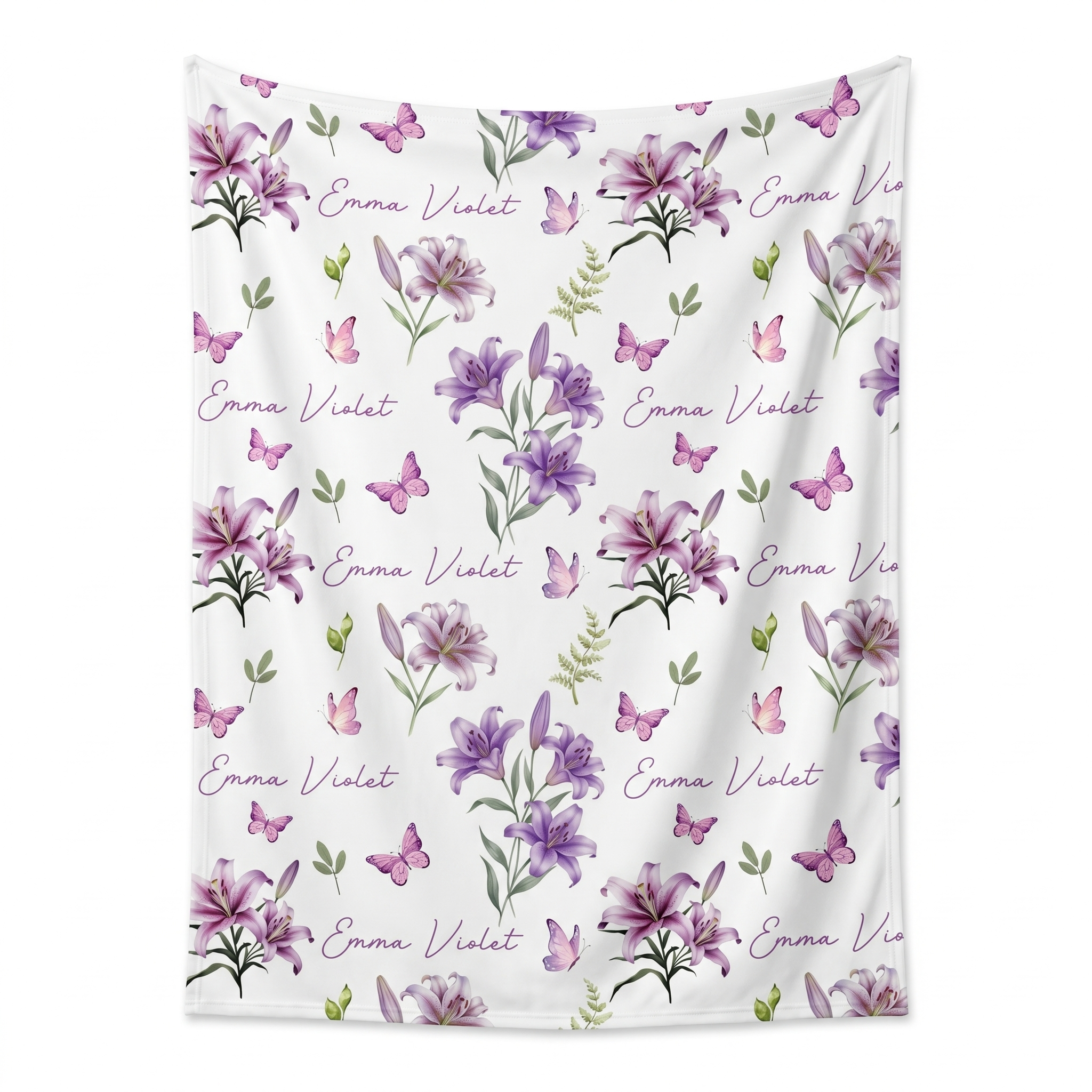 Personalized Swaddle in Purple Lilys