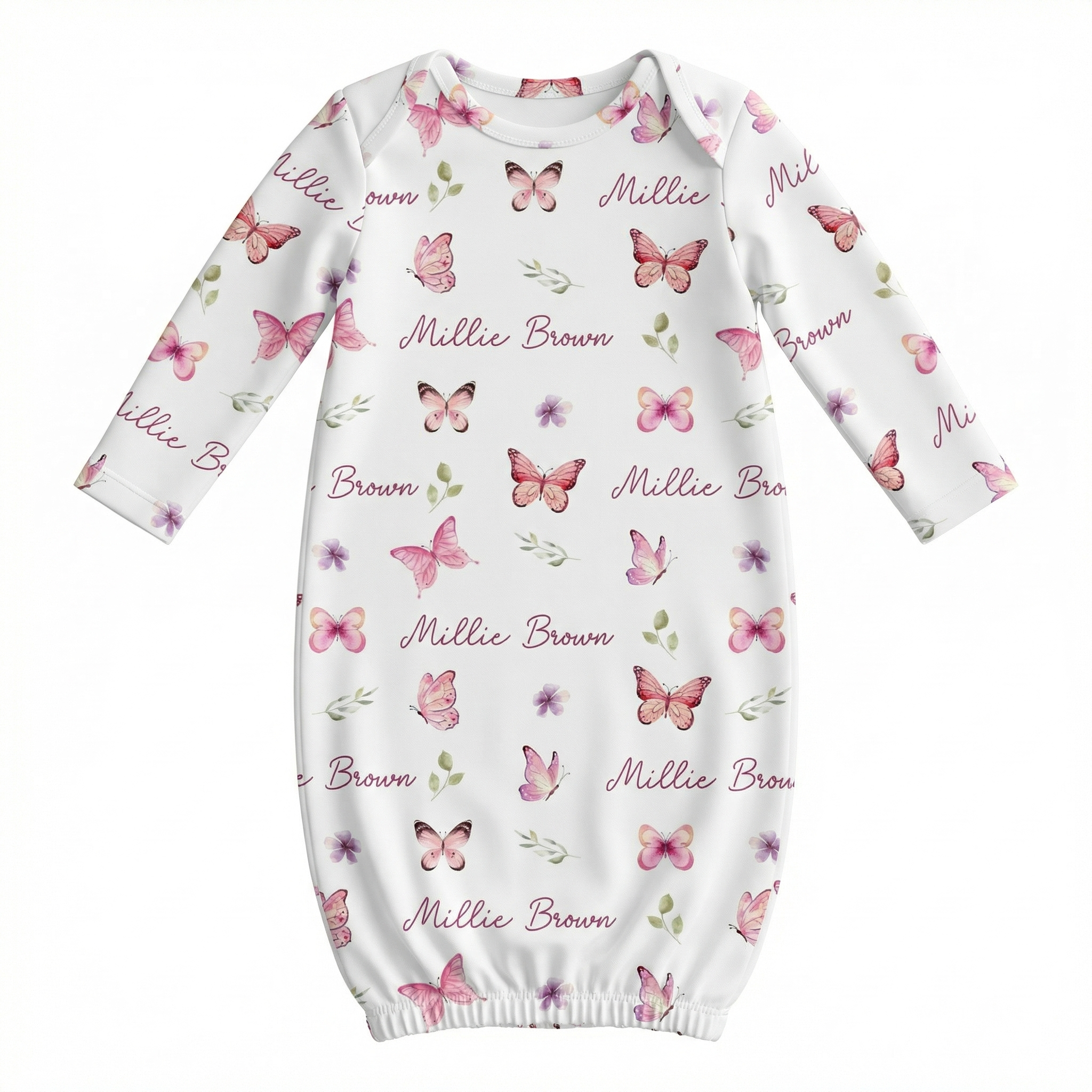 Personalized Sleep Gown in Pink Butterfly