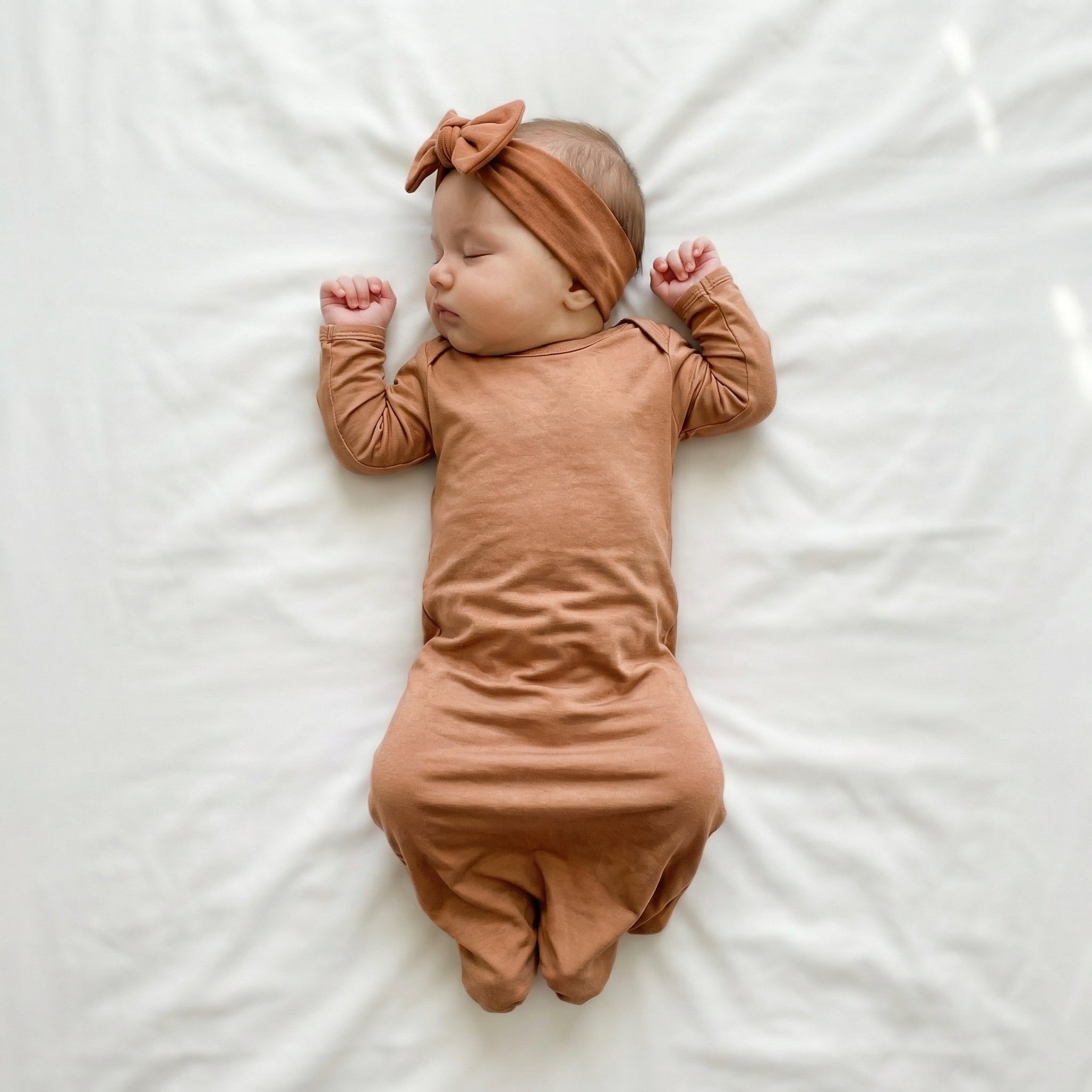 Sleep Gown with Hat Set in Tan