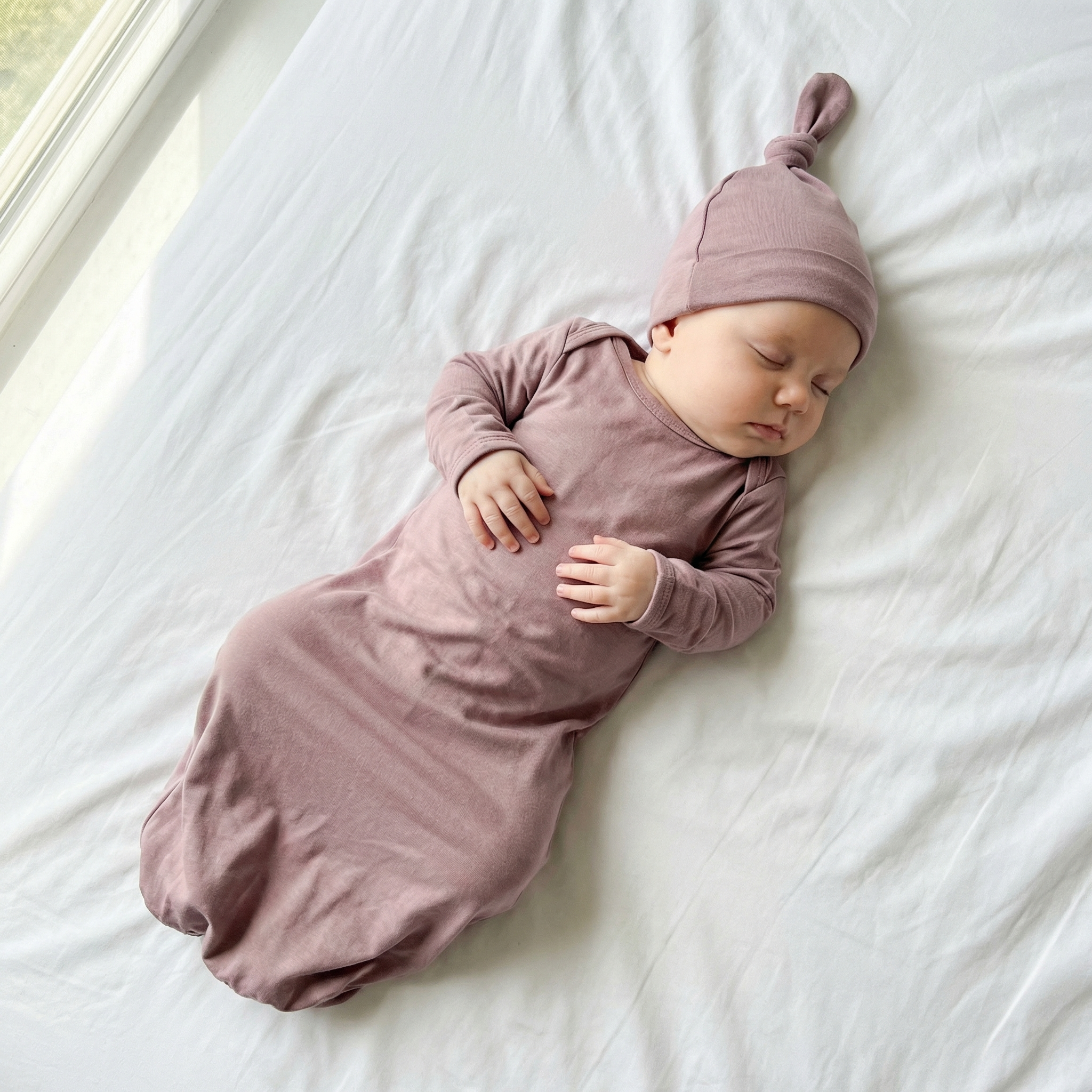 Sleep Gown with Hat Set in Blush Clay