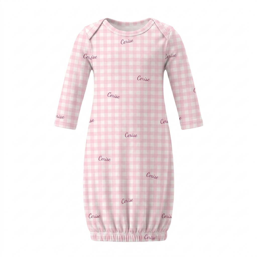 Personalized Sleep Gown in Cherry Blossom Gingham