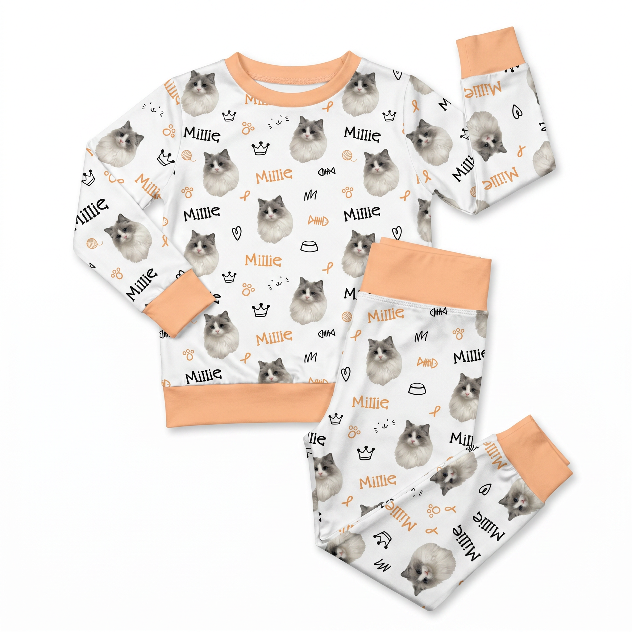 Personalized Pajama Set in Kitty Portrait