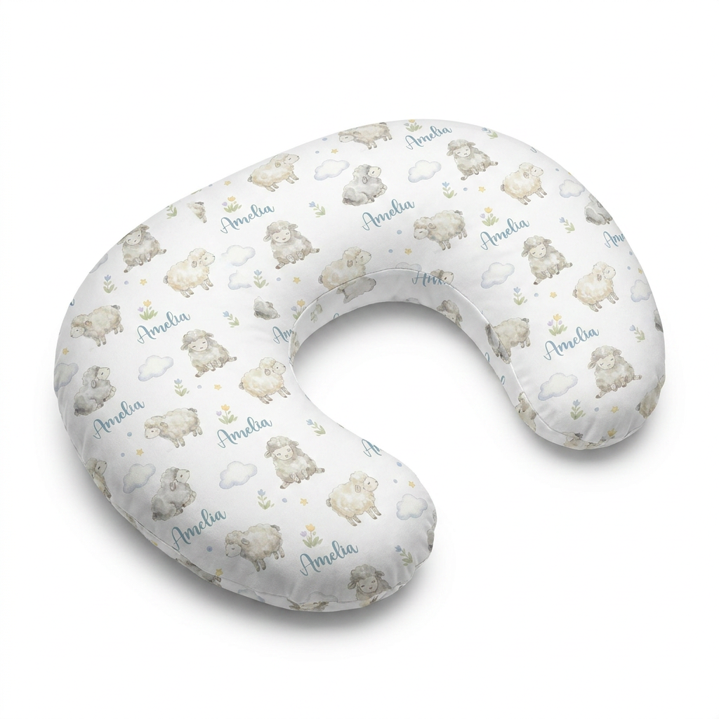 Personalized Nursing Pillow Cover in Lamb