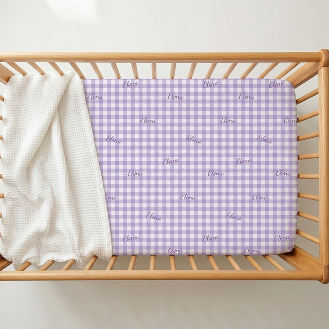 Personalized Crib Sheet in Lilac Gingham