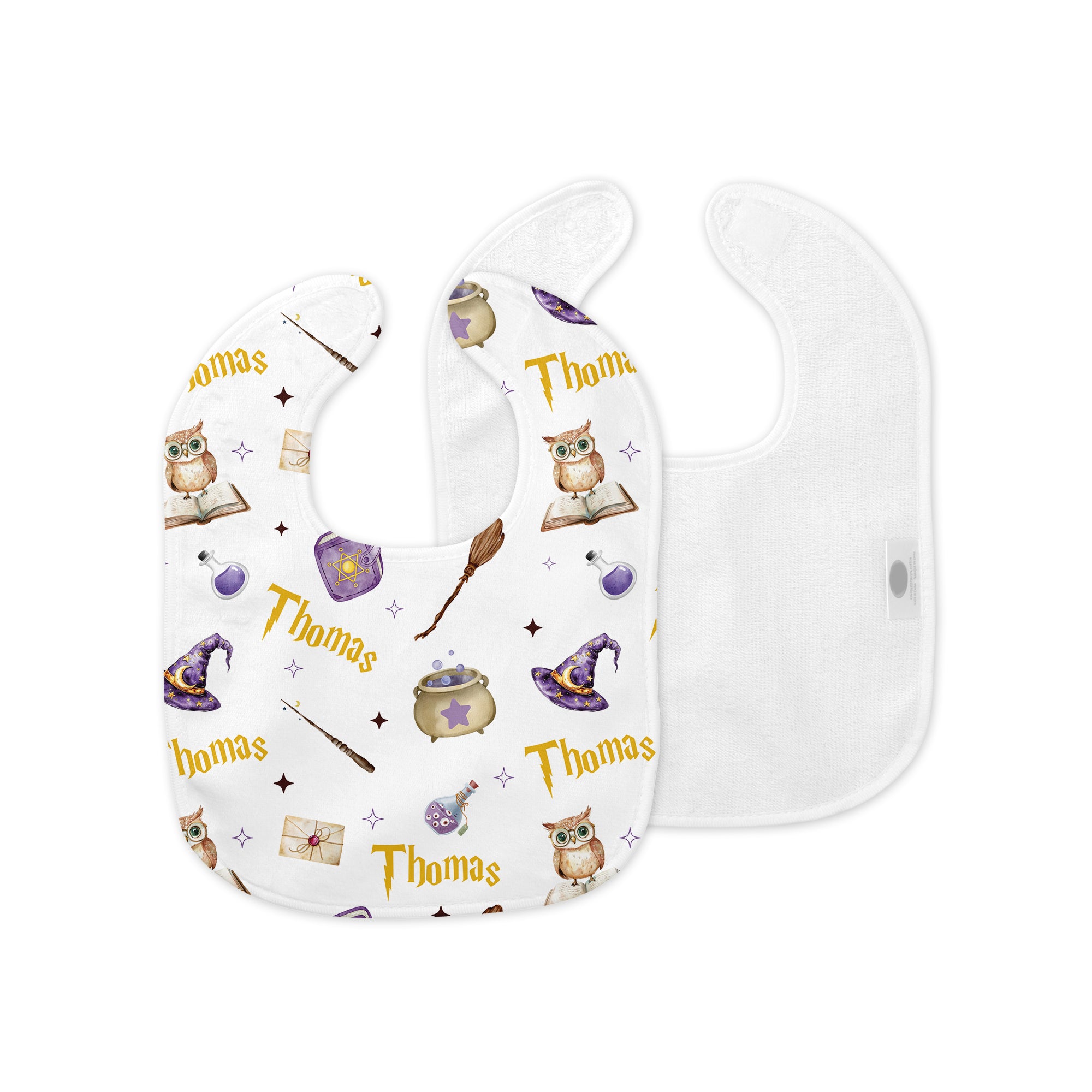 Personalized Bib and Burp Cloth Set in Wizard School
