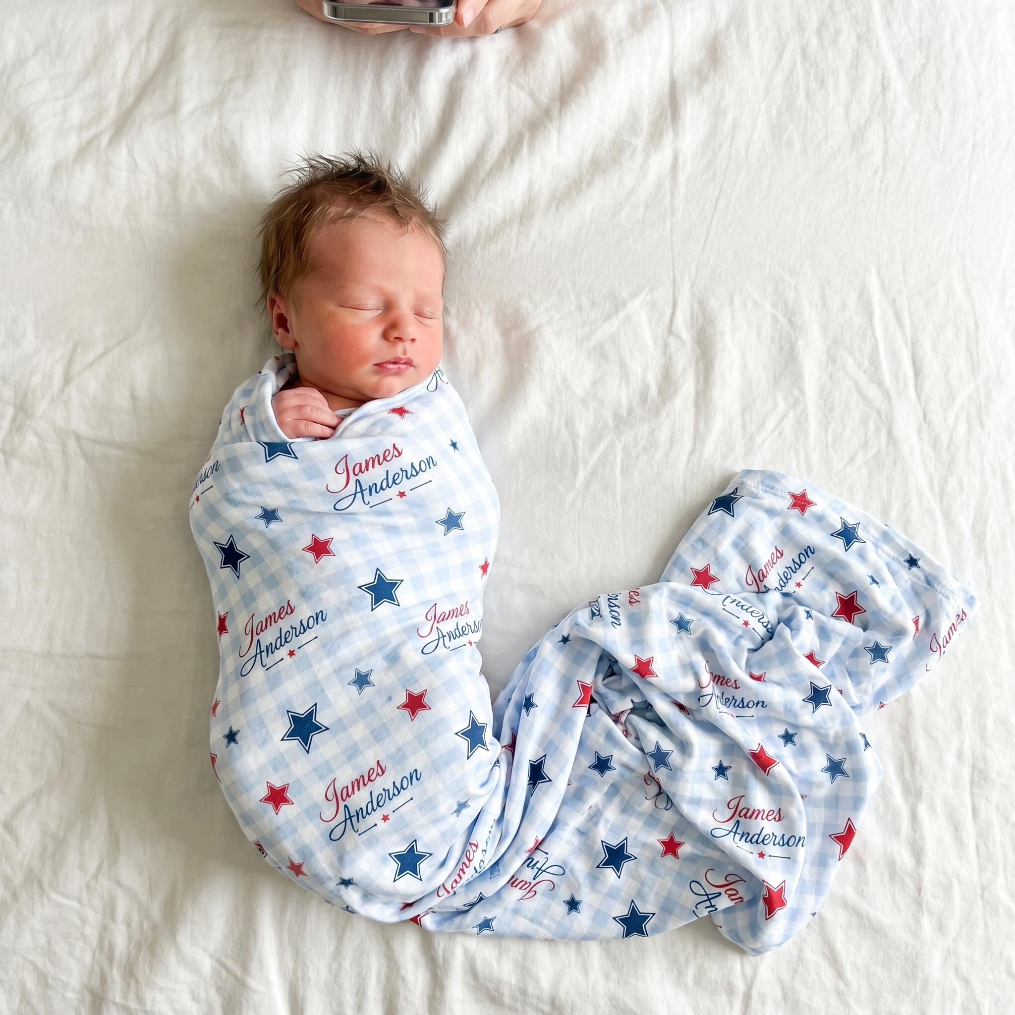 Personalized Swaddle in Red, Blue and Star