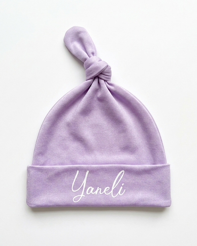 Personalized Knotted Hat in Lavender