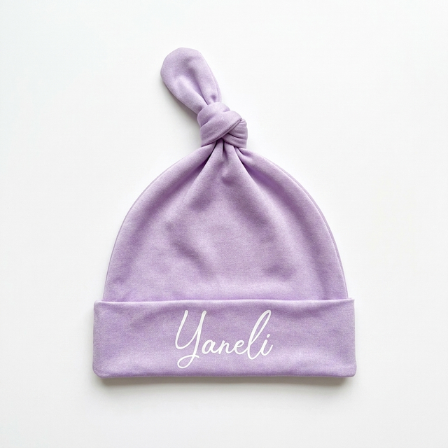 Personalized Knotted Hat in Lavender