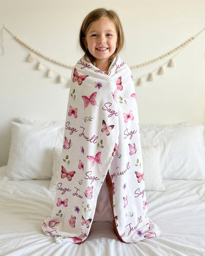 Personalized Blanket in Pink Butterfly