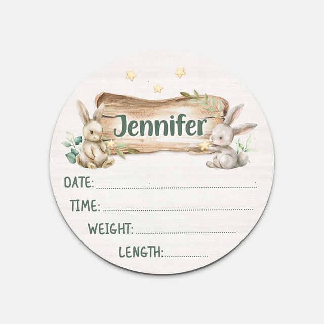 Birth Stats Sign in Bunny Garden