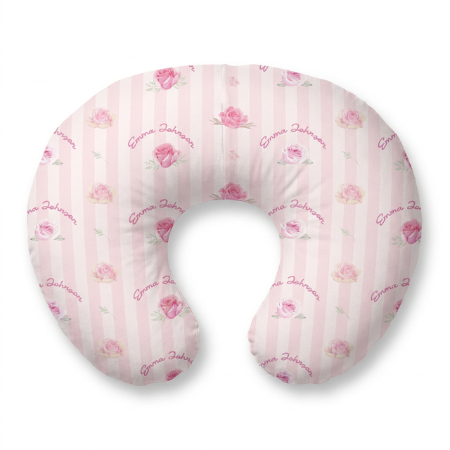 Personalized Nursing Pillow Cover in Rosy