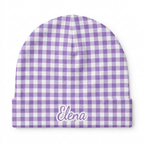 Personalized Beanie in Lilac Gingham