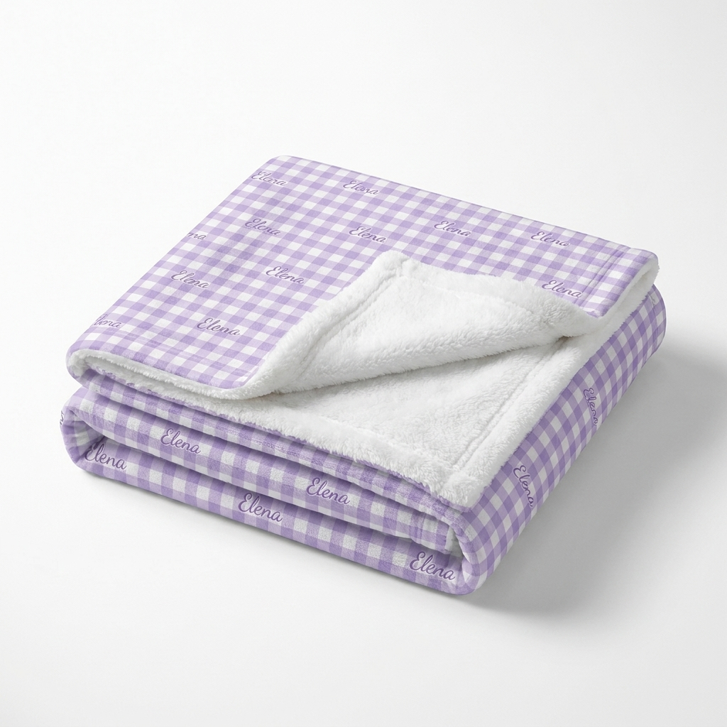 Personalized Blanket in Lilac Gingham
