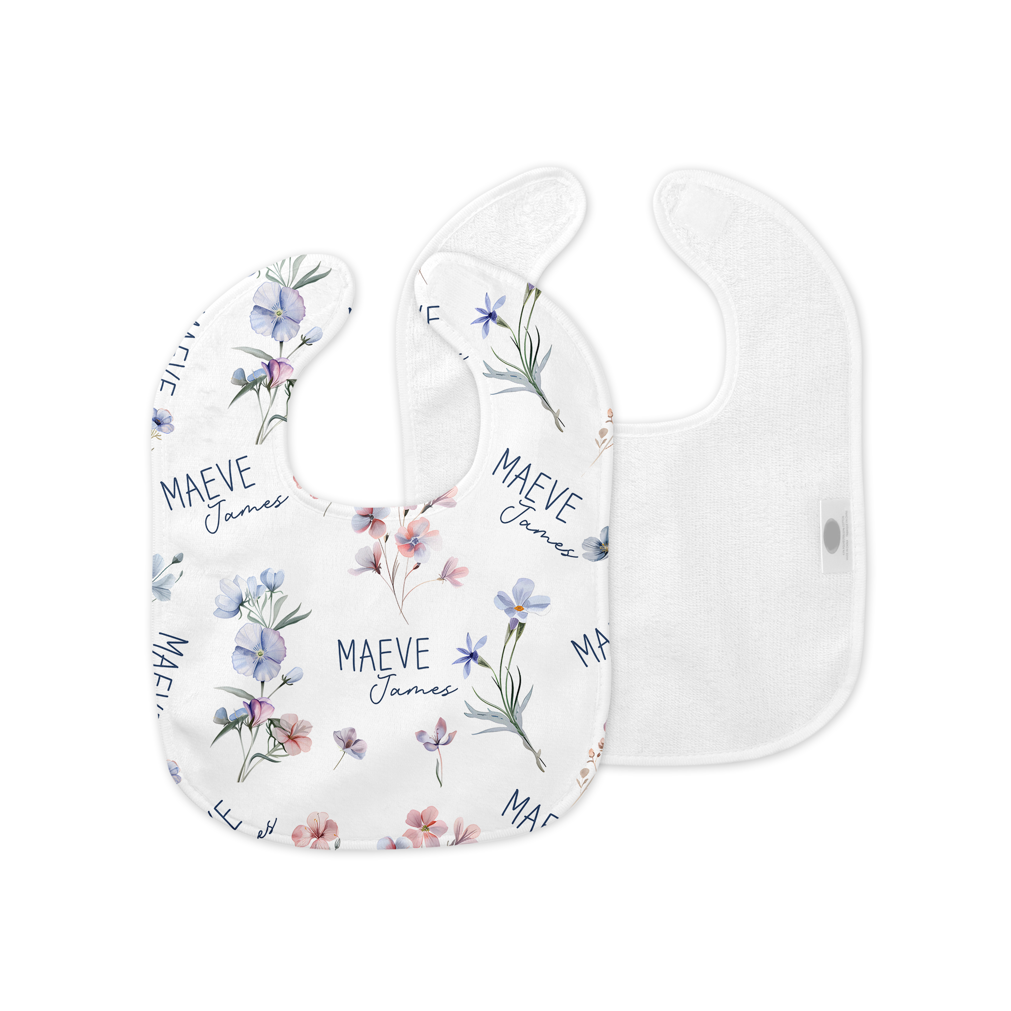 Personalized Bib and Burp Cloth Set in Pretty Wildflower