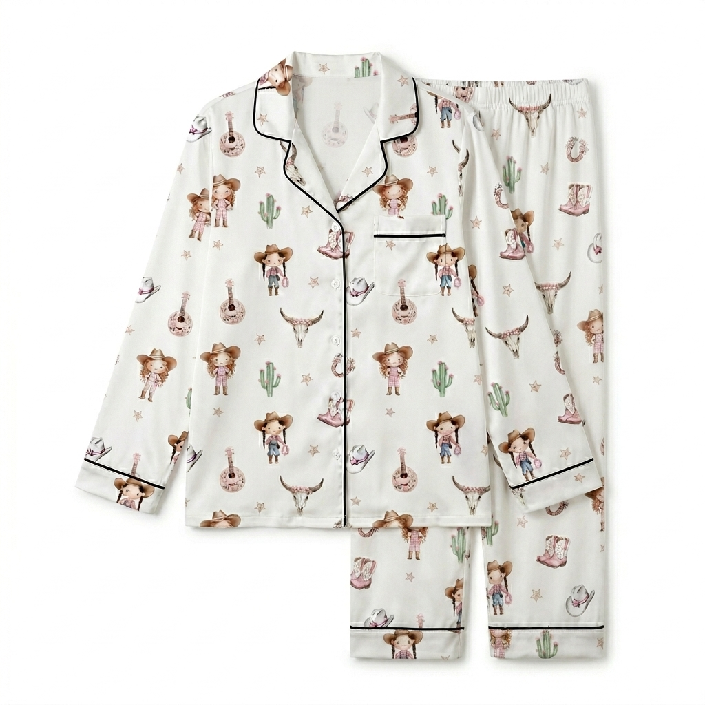 Long-sleeved Women's Pajama Set in Western Girl