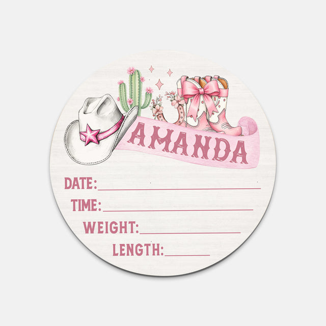 Birth Stats Sign in Western Girl