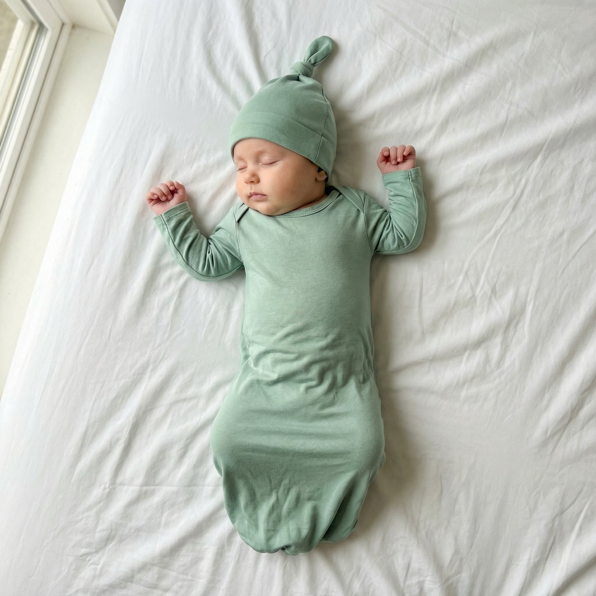 Sleep Gown with Hat Set in Seafoam