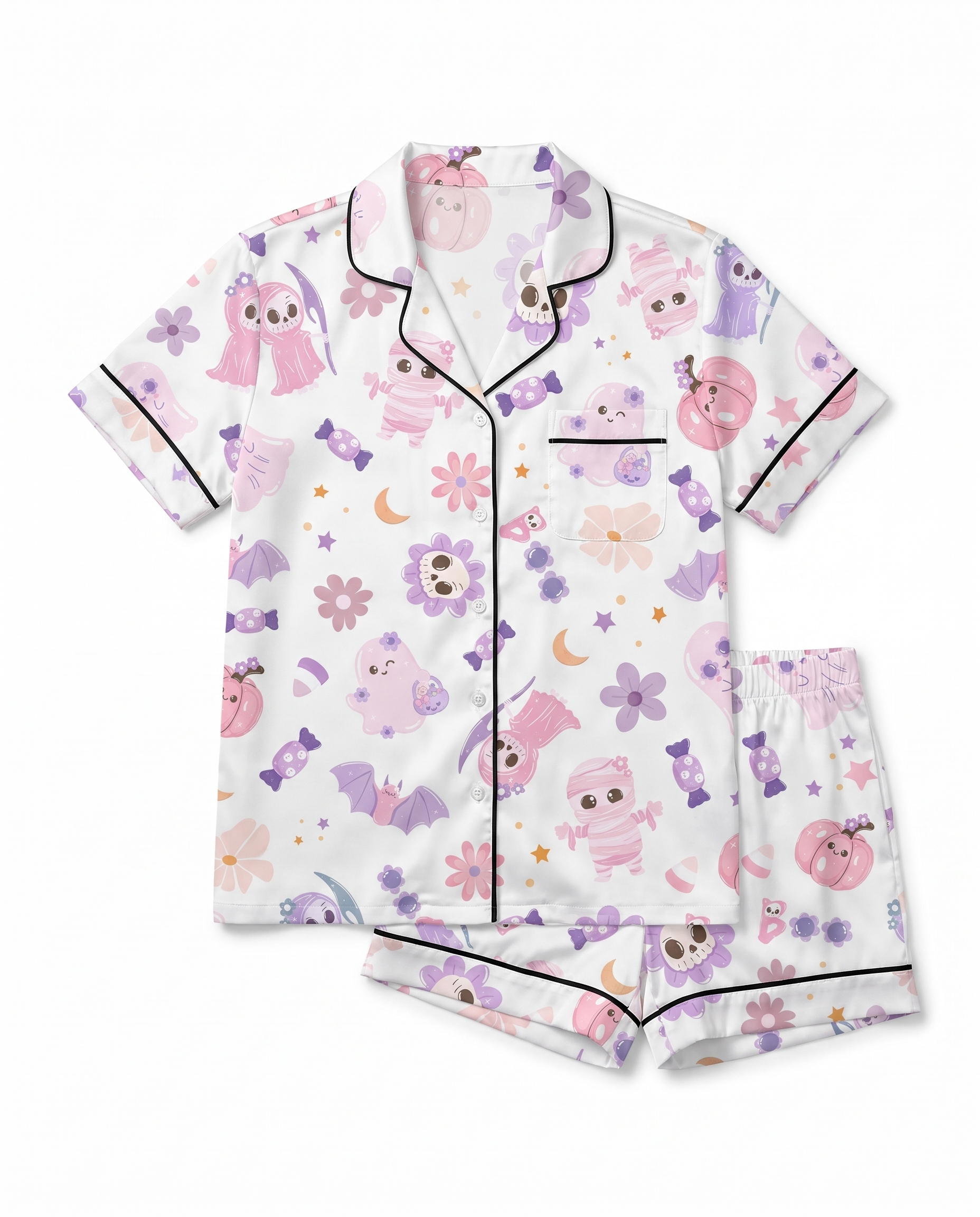 Short-Sleeved Women's Pajama Set in Blush Boo
