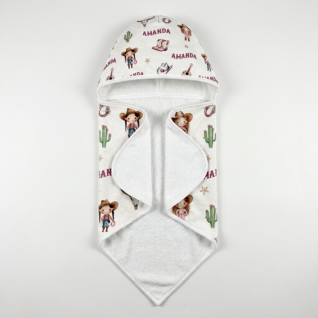 Personalized Hooded Towel in Western Girl