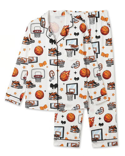 Long-sleeved Women's Pajama Set in Basketball
