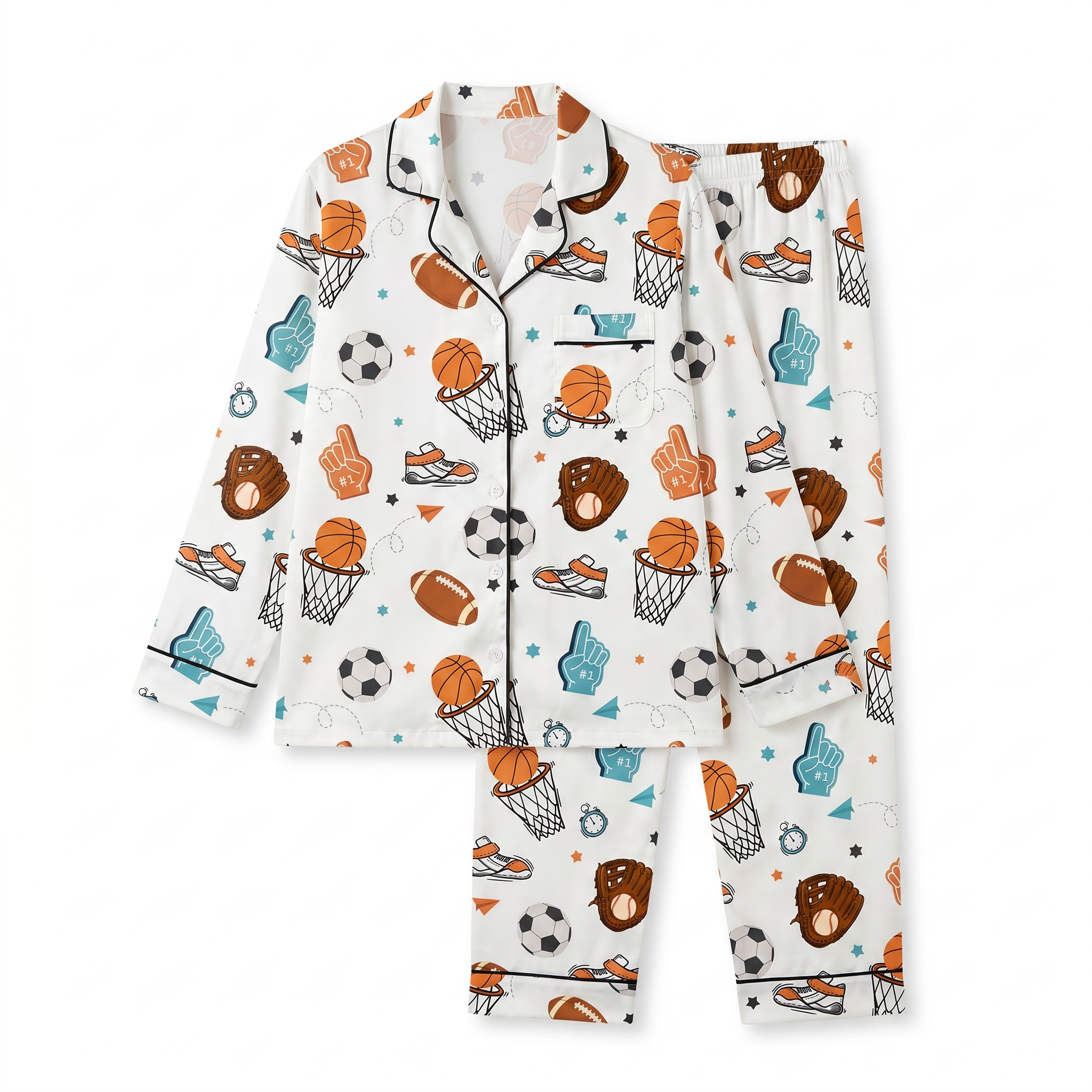 Long-Sleeved Women's Pajama Set in Half Time