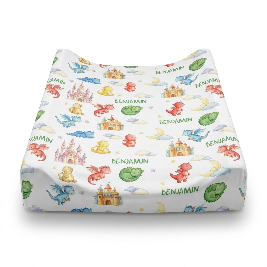 Personalized Changing Pad Cover in Dragon Kingdom
