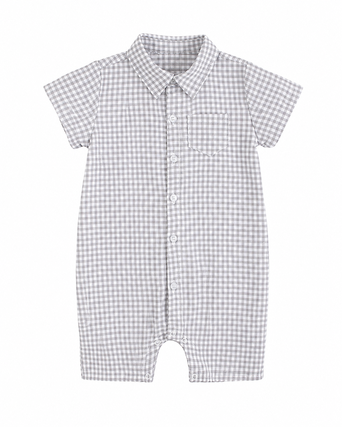 Plaid Collared Romper in Gray