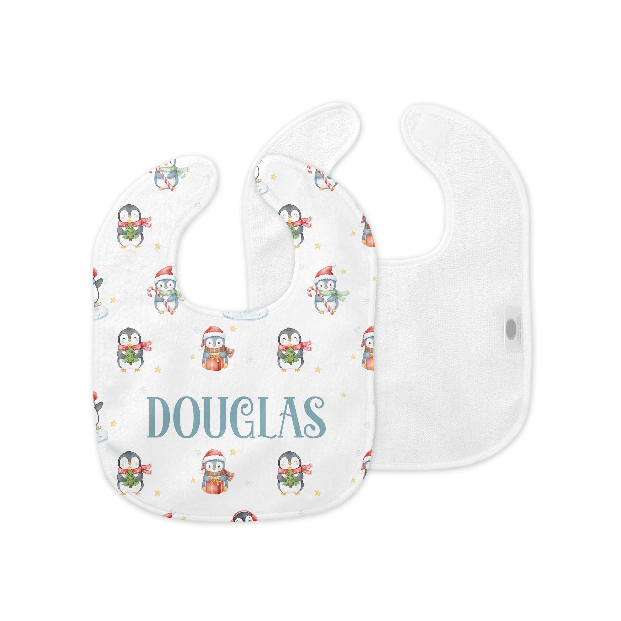 Personalized Bib and Burp Cloth Set in Snow Penguin