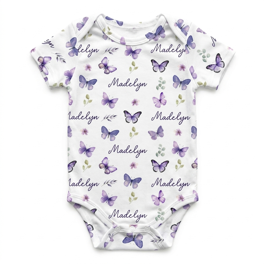 Personalized Bodysuit in Purple Butterfly