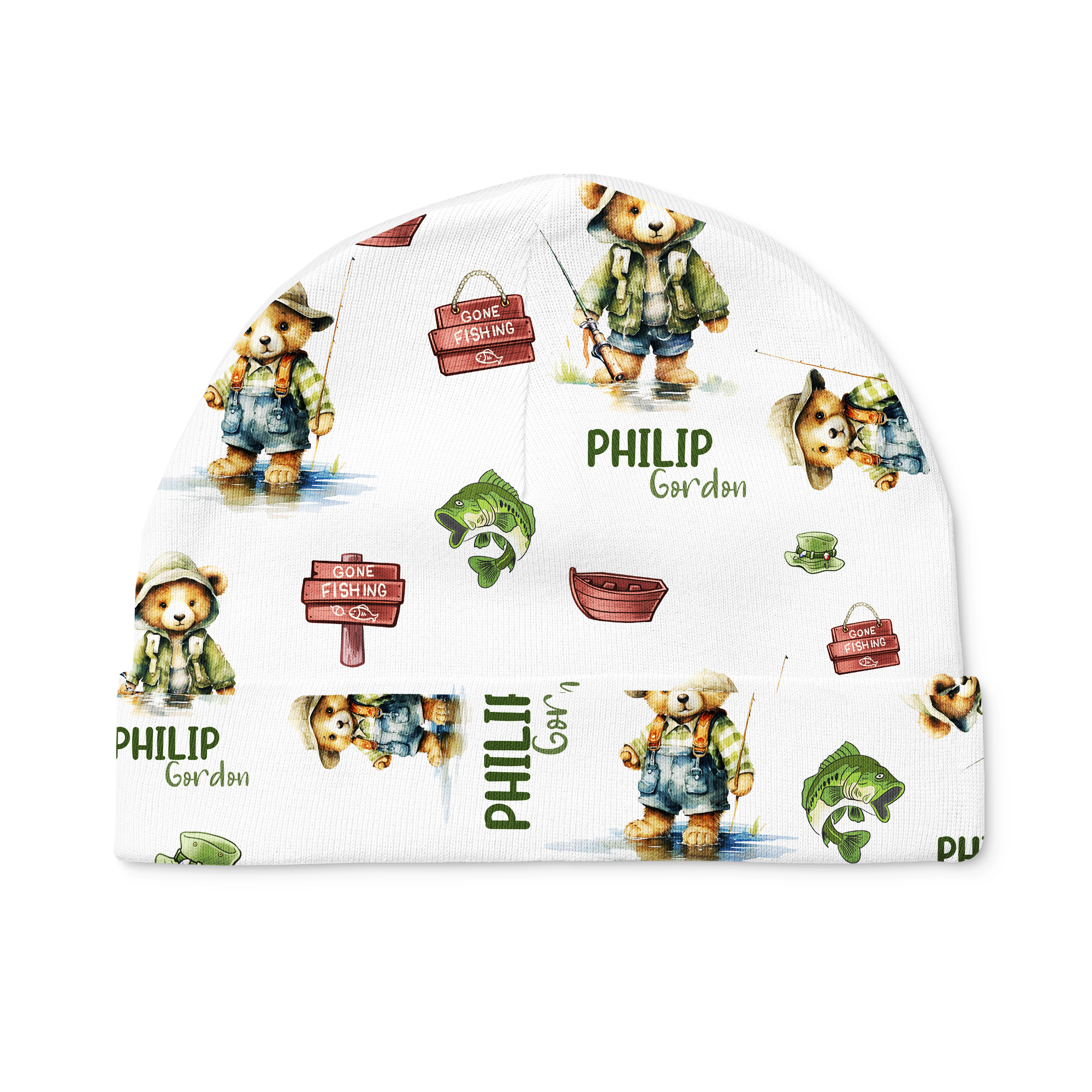 Personalized Beanie in Bear Fishing